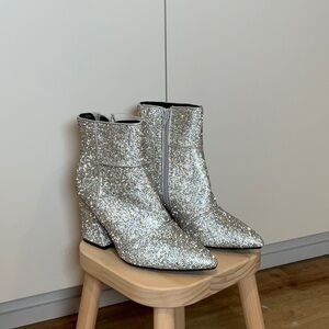 NWT silver Glitter Ankle Boots